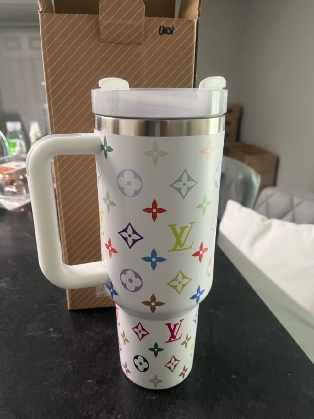 Stanley White Multicolor  Patterned Quencher Tumbler with Handle - Picture 5 of 7